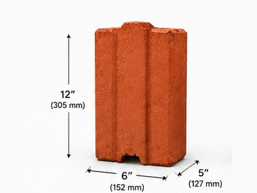 Red 6 inch interlocking brick, size 6 x 12 x 5 inches