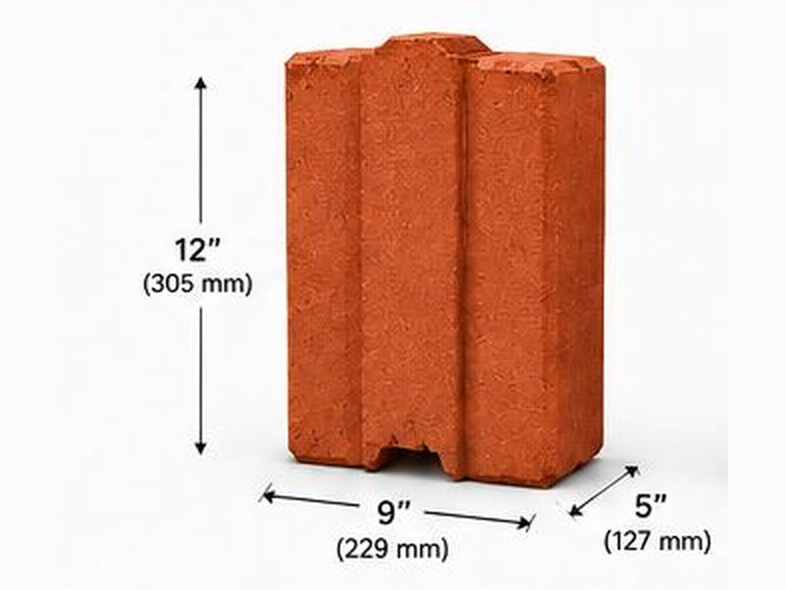 Red 9 inch interlocking brick, size 9 x 12 x 5 inches