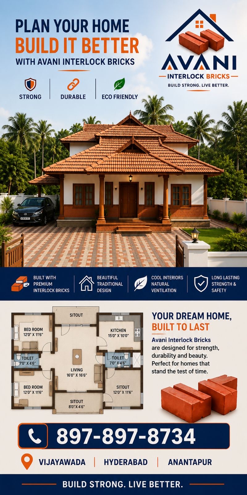 Traditional-style Avani home plan with floor layout